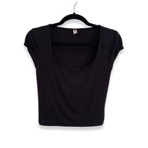 BP Nordstrom Black Scoop Neck Crop Top Small